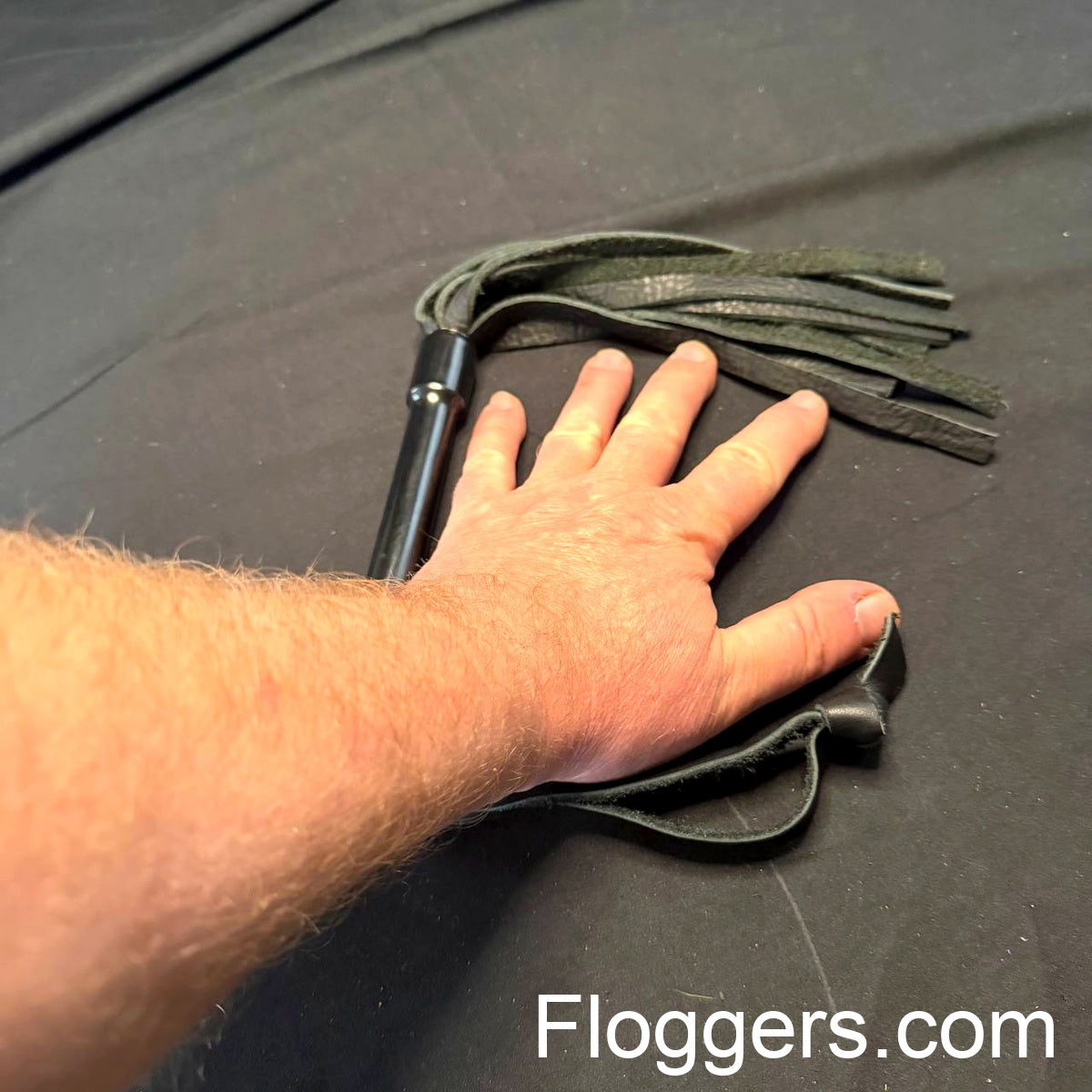 Medium PVC Handle Flogger, 8" Black Cowhide Falls, 6" Handle
